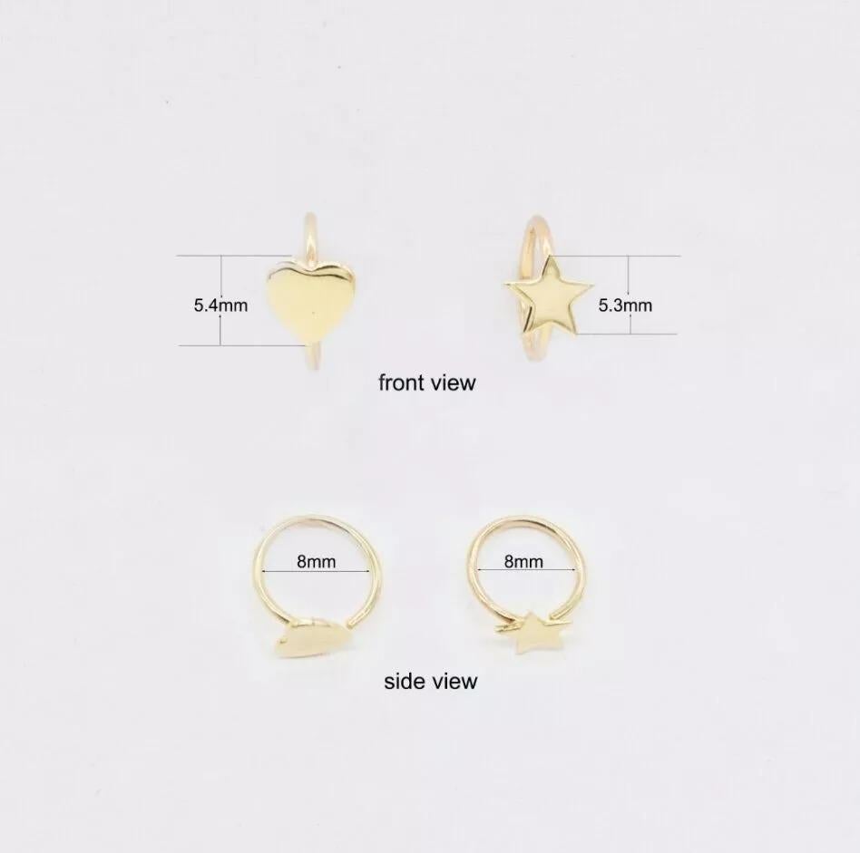 14K Gold Solid Hoop Nose Ring Tragus Helix Lip Jewelry Body Piercings. en vente 1