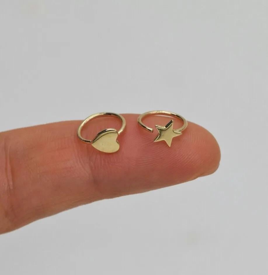 14K Gold Solid Hoop Nose Ring Tragus Helix Lip Jewelry Body Piercings. en vente 3