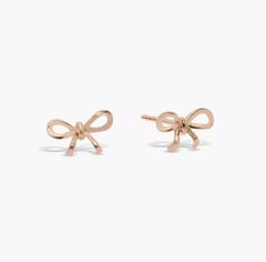 14k Solid Gold Bow Tie Ear Studs Minimalist Cute Bow Studs Birthday Gift For Her