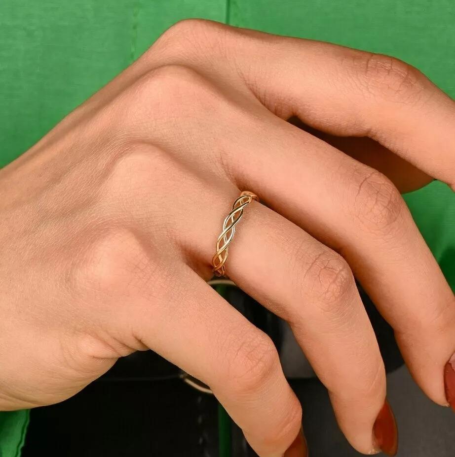 14K Solid Gold Braided Gold Ring Wedding Ring For Women Birthday Gifts. For Sale 1
