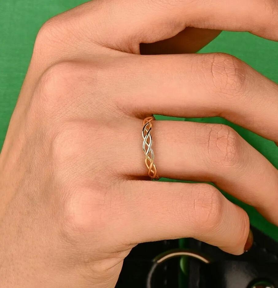 14K Solid Gold Braided Gold Ring Wedding Ring For Women Birthday Gifts. For Sale 2