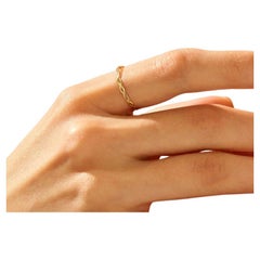 14K Massivgold geflochtener Stapel Damen Ring dünner Seil einfache minimalistische Ringe.