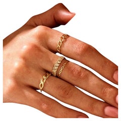 14K Solid Gold Braided Stacking Women Ring Thin Rope Simple Minimalist Rings.