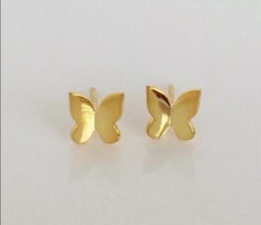 14k Solid Gold Butterfly Earrings Gold Body Piercing Insect Nose Ear Jewelry.