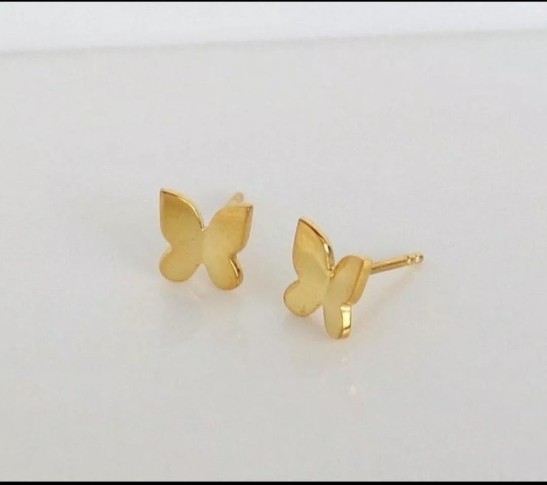 14k Massivgold Schmetterlingsohrringe Gold Body Piercing Insect Nose Ohrschmuck. (Art déco) im Angebot