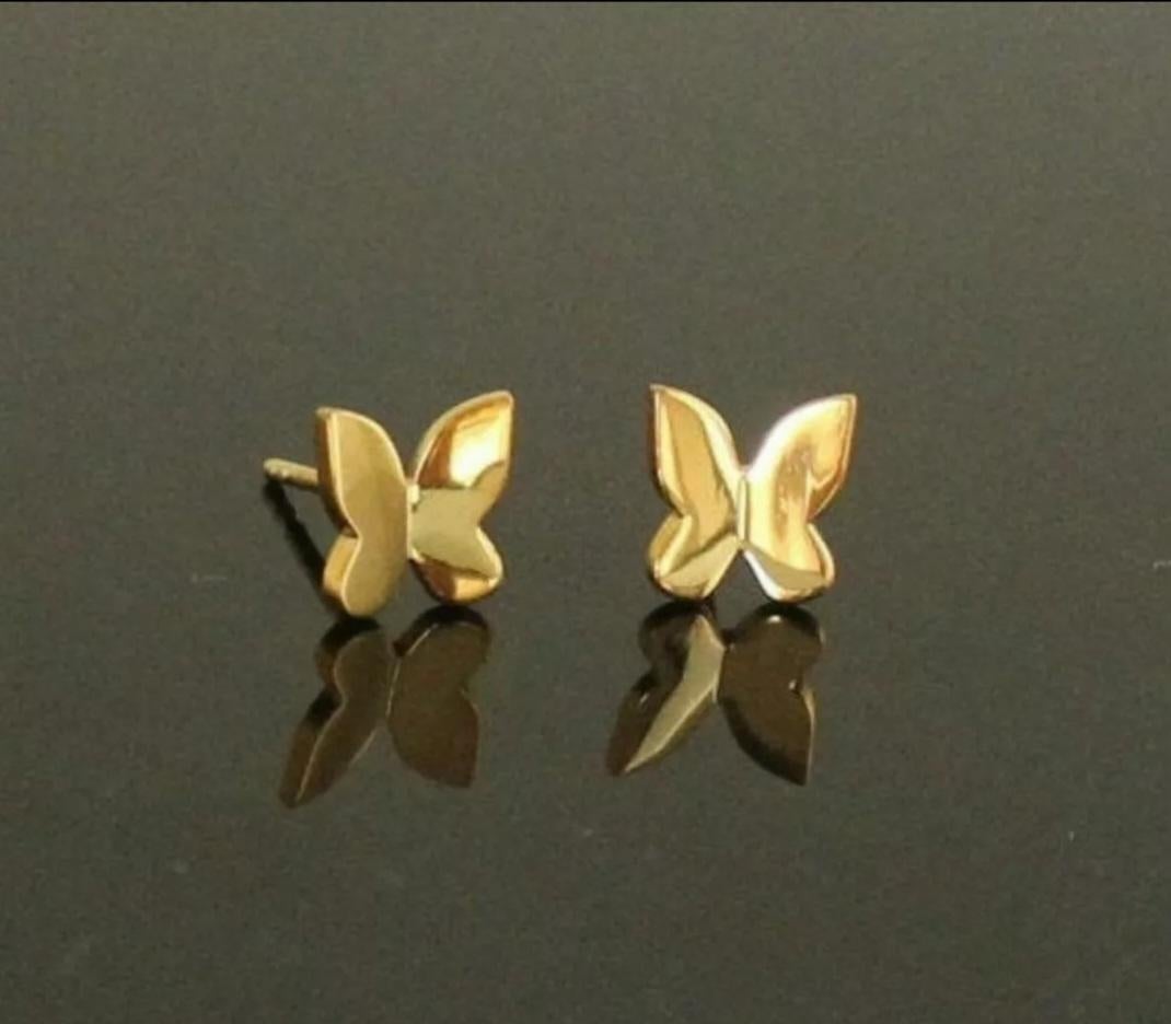 14k Massivgold Schmetterlingsohrringe Gold Body Piercing Insect Nose Ohrschmuck. im Zustand „Neu“ im Angebot in Chicago, IL