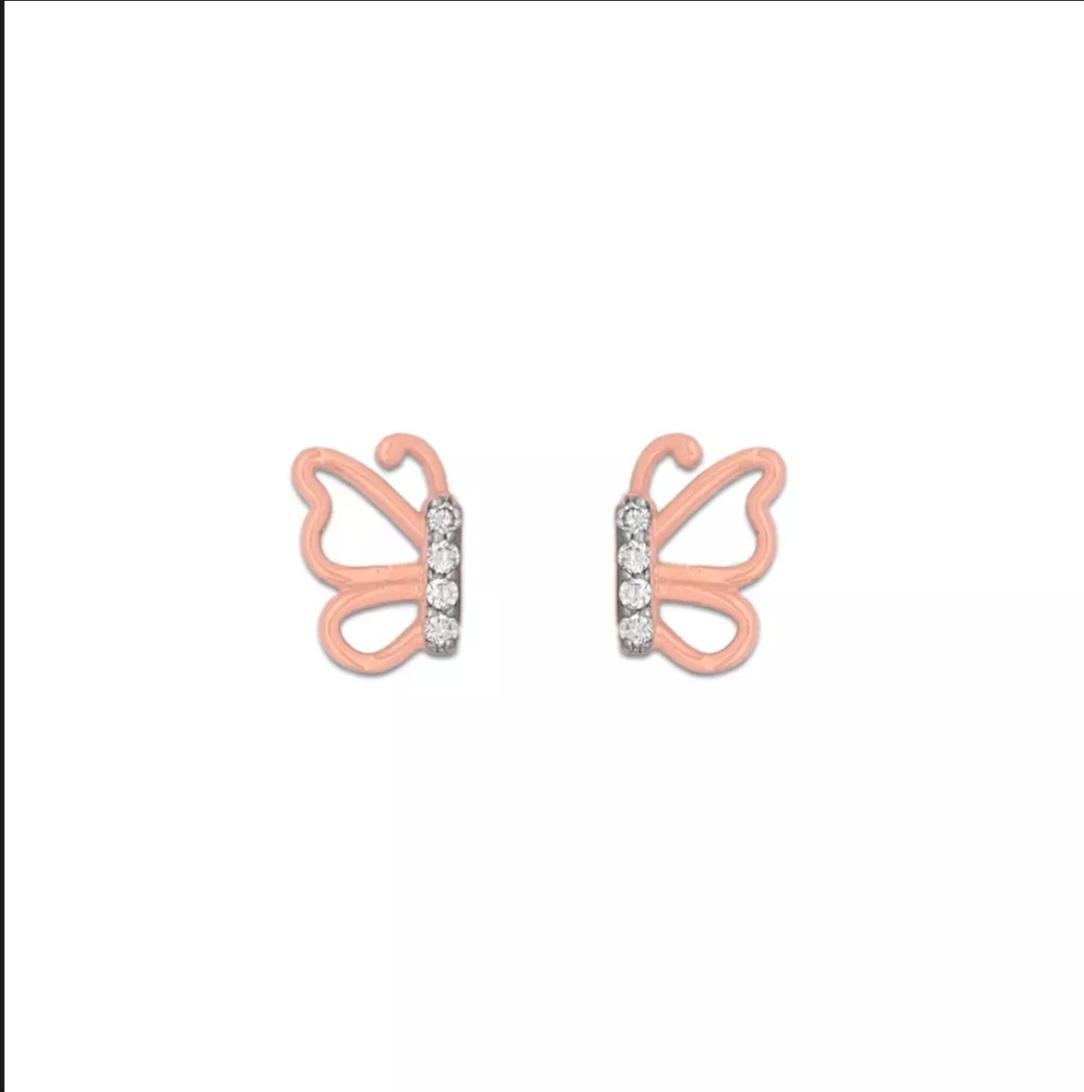 14K Solid Gold Schmetterling Ohrstecker zierlich Schmetterling Ohrstecker Gold niedlich Ohrringe. im Angebot 5