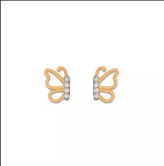 14K Solid Gold Butterfly Studs Dainty Butterfly Ear Studs Gold Cute Earrings.