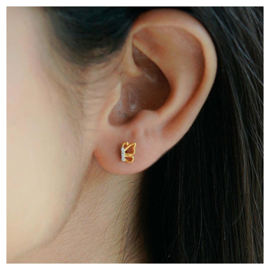 14K Solid Gold Schmetterling Ohrstecker zierlich Schmetterling Ohrstecker Gold niedlich Ohrringe.