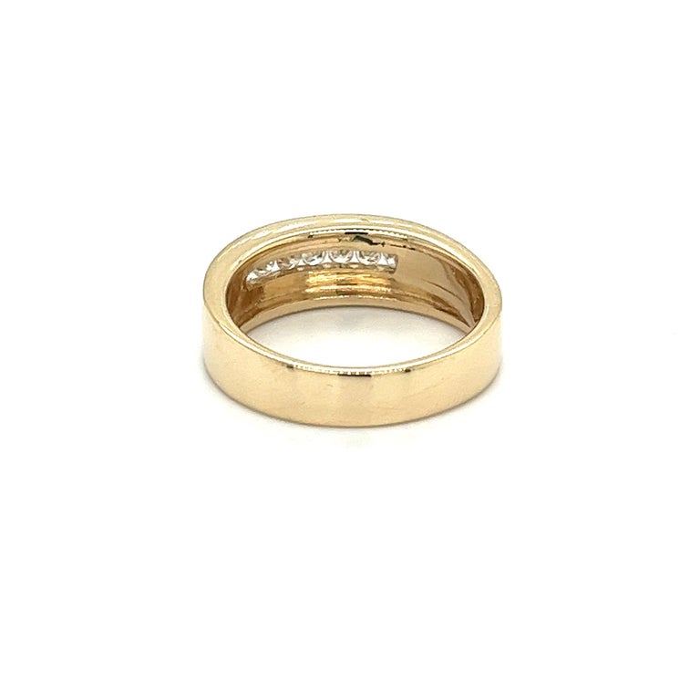 14k Solid Gold Channel Set Single Line Round Cut Diamond Band Ring For ...