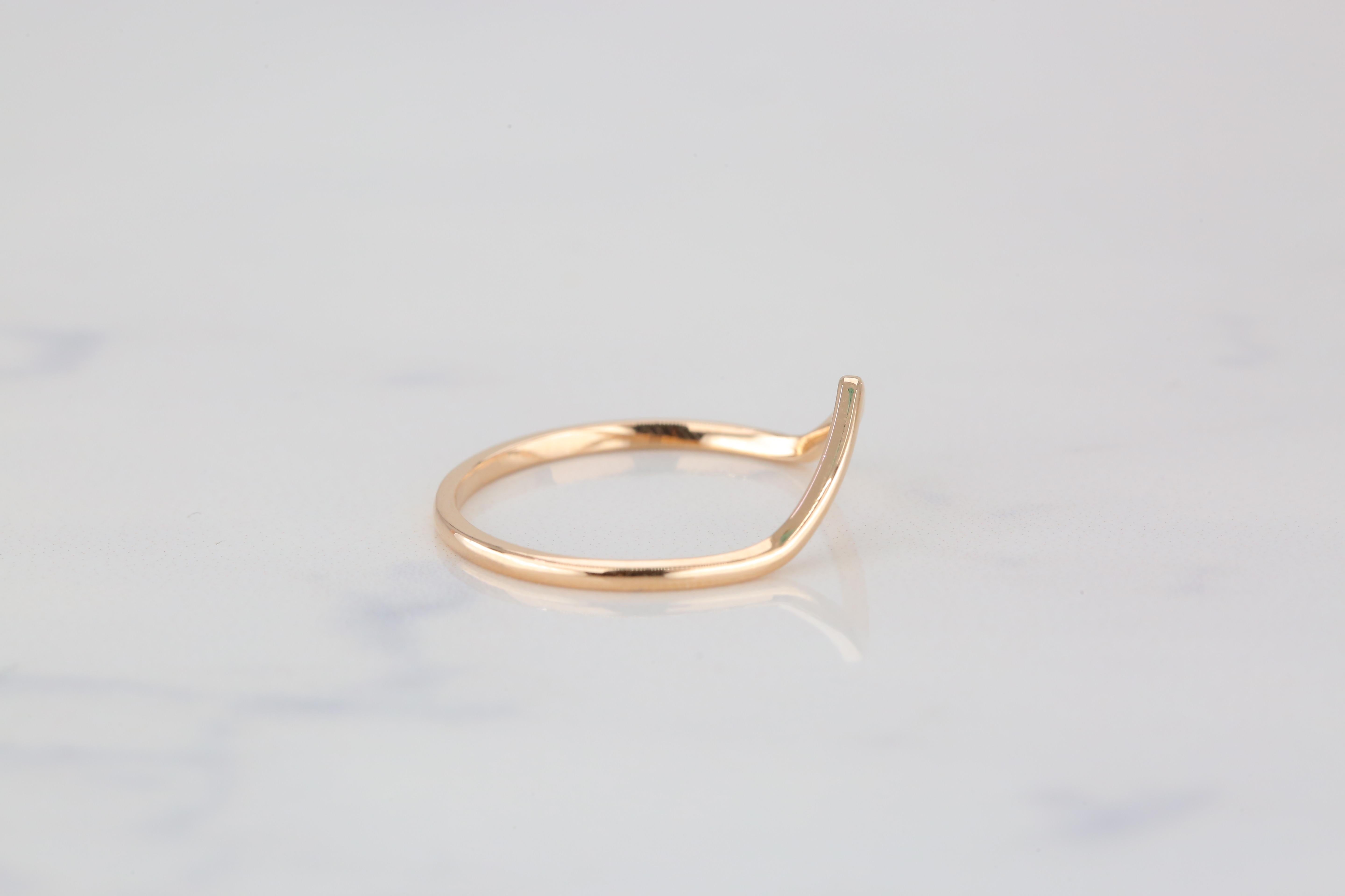 For Sale:  14K Solid Gold Chevron Ring, 14K Solid Gold Thin Band, 14K Gold Stackable V Ring 5