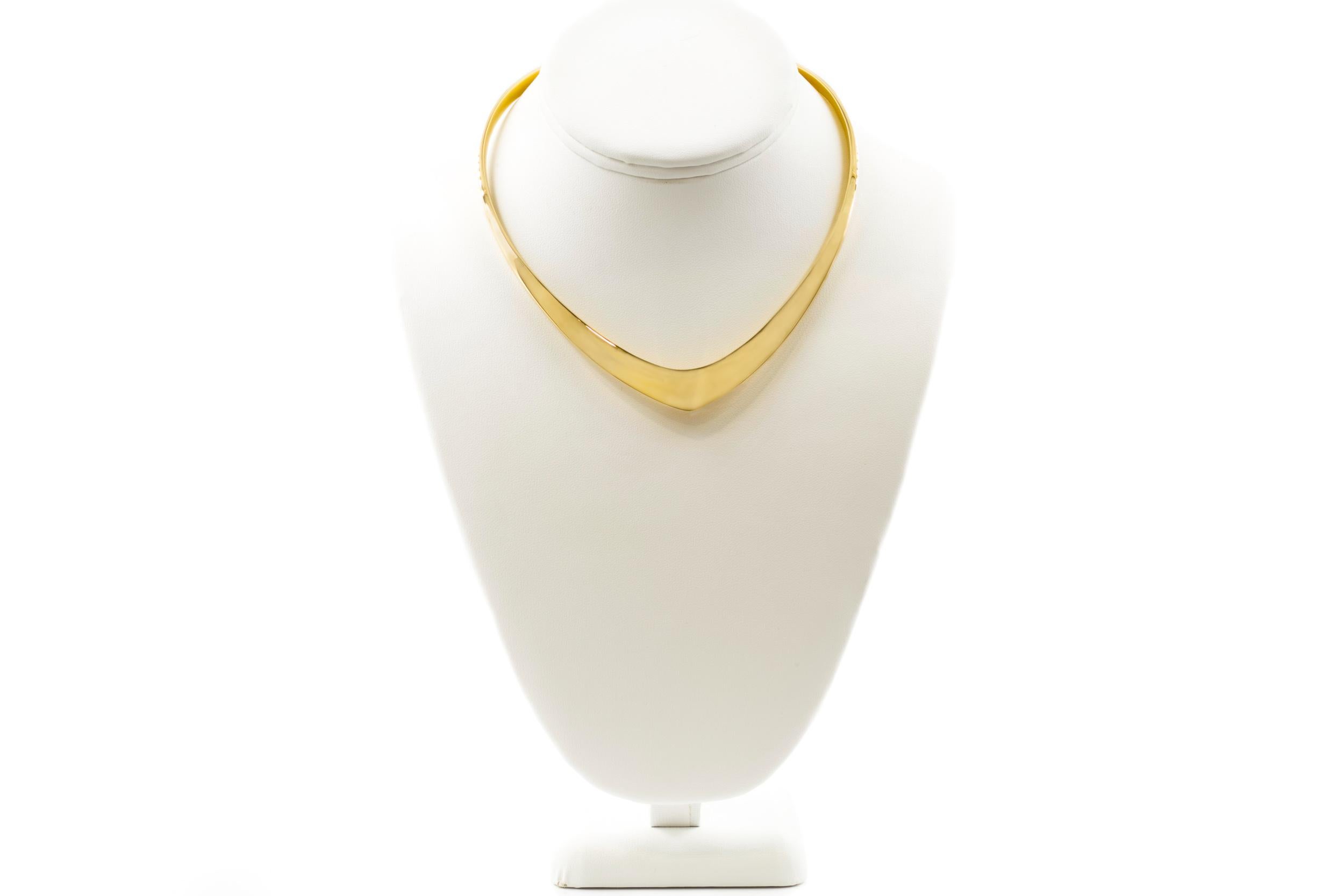 14k Solid Gold Choker Collar Necklace by Ronald Hayes Pearson In Good Condition In Shippensburg, PA