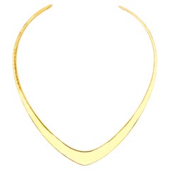 Retro 14k Solid Gold Choker Collar Necklace by Ronald Hayes Pearson