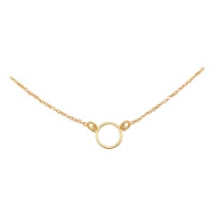 14K Solid Gold Circle Necklace Minimalist