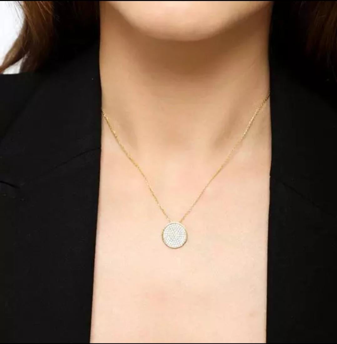 14K Solid Gold Circle Shape Necklace Wedding Gift For Her Gold Expensive Pendant For Sale 3