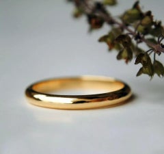 14k Solid Gold Classic Dome Ring Band Unisex