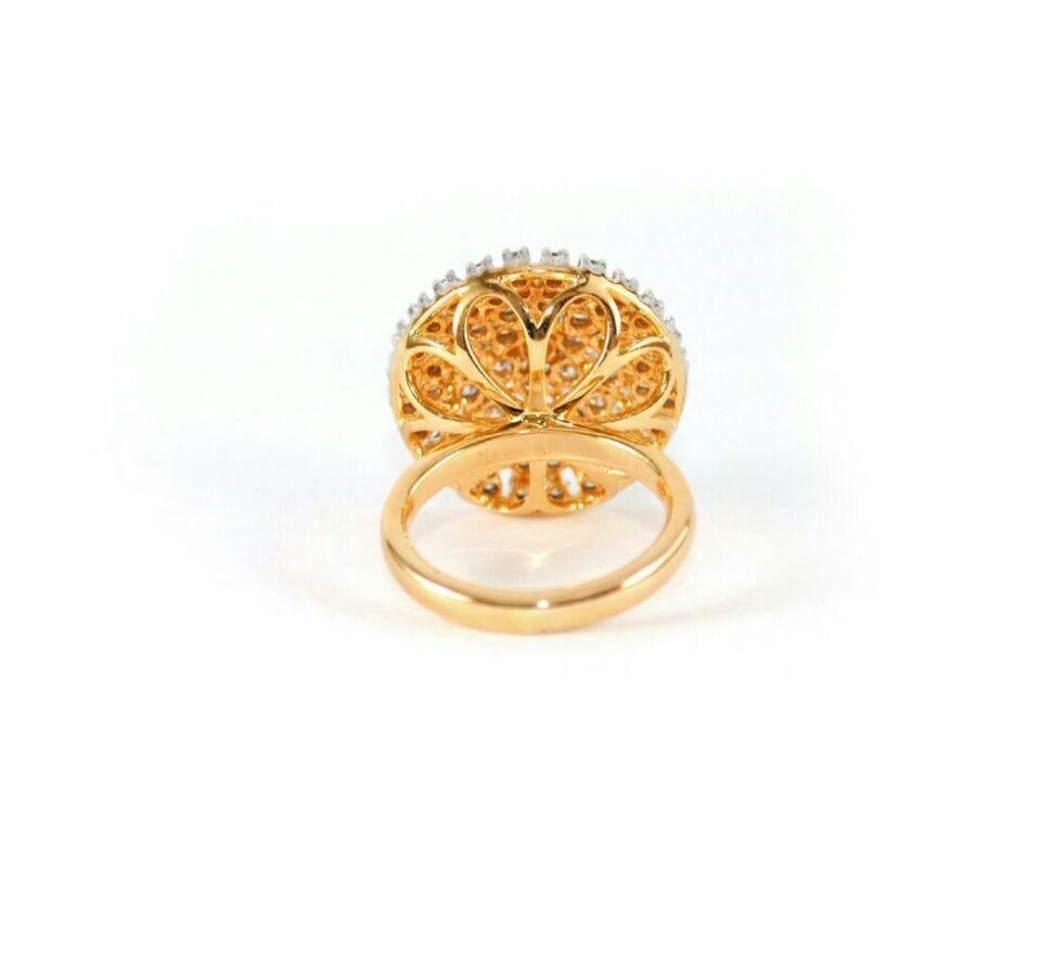 14k Solid Gold Cocktail Ring Natural Diamond Wedding Blossom Ring Pyramid Ring In New Condition For Sale In Chicago, IL