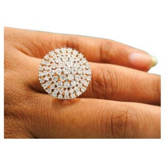 14k Solid Gold Cocktail Ring Natural Diamond Wedding Blossom Ring Pyramid Ring