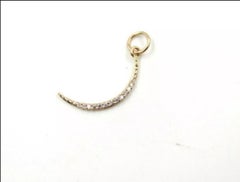 14K Solid Gold Crescent Diamond Moon Pendant Symbol OF Love Christmas Gift .