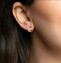 14k Solid Gold Crescent Half Moon Stud Earrings Christmas Gift For Womens.