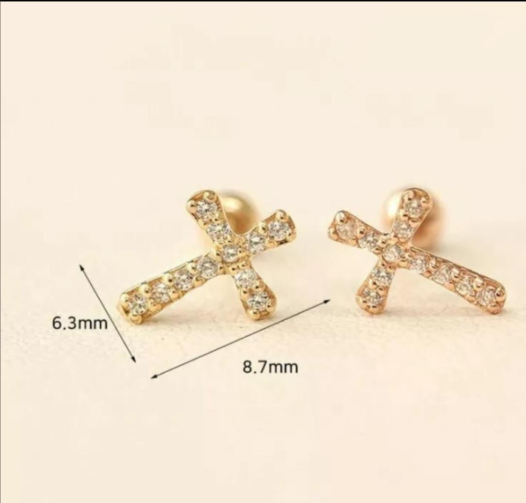 14K Solid Gold Cross Diamond Stud Earrings Protection cross gold Ear Piercings

Total Carat Weight
0.24 & Under
Metal
Yellow Gold
Number of Diamonds
11
Material
14k Yellow Gold, Natural Diamond
Item Length
8.7mm Approx
Main