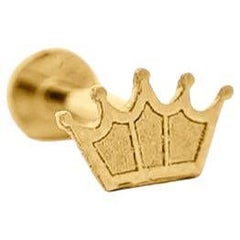 14K Solid Gold Crown Cartilage Single Stud Earring