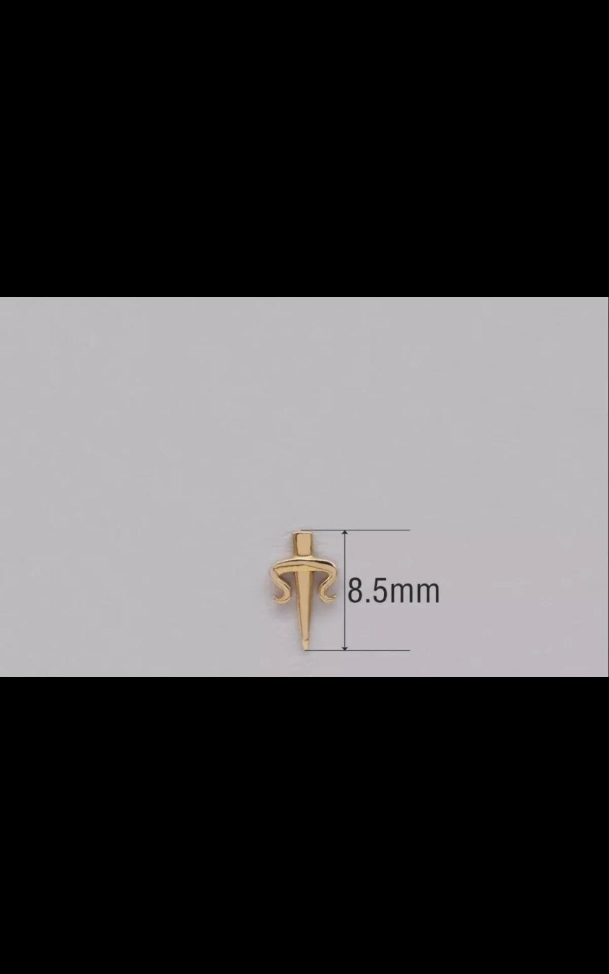 14K Solid Gold Dagger Stud Earrings For Women Cute Sword Piercings Jewelry. For Sale 4