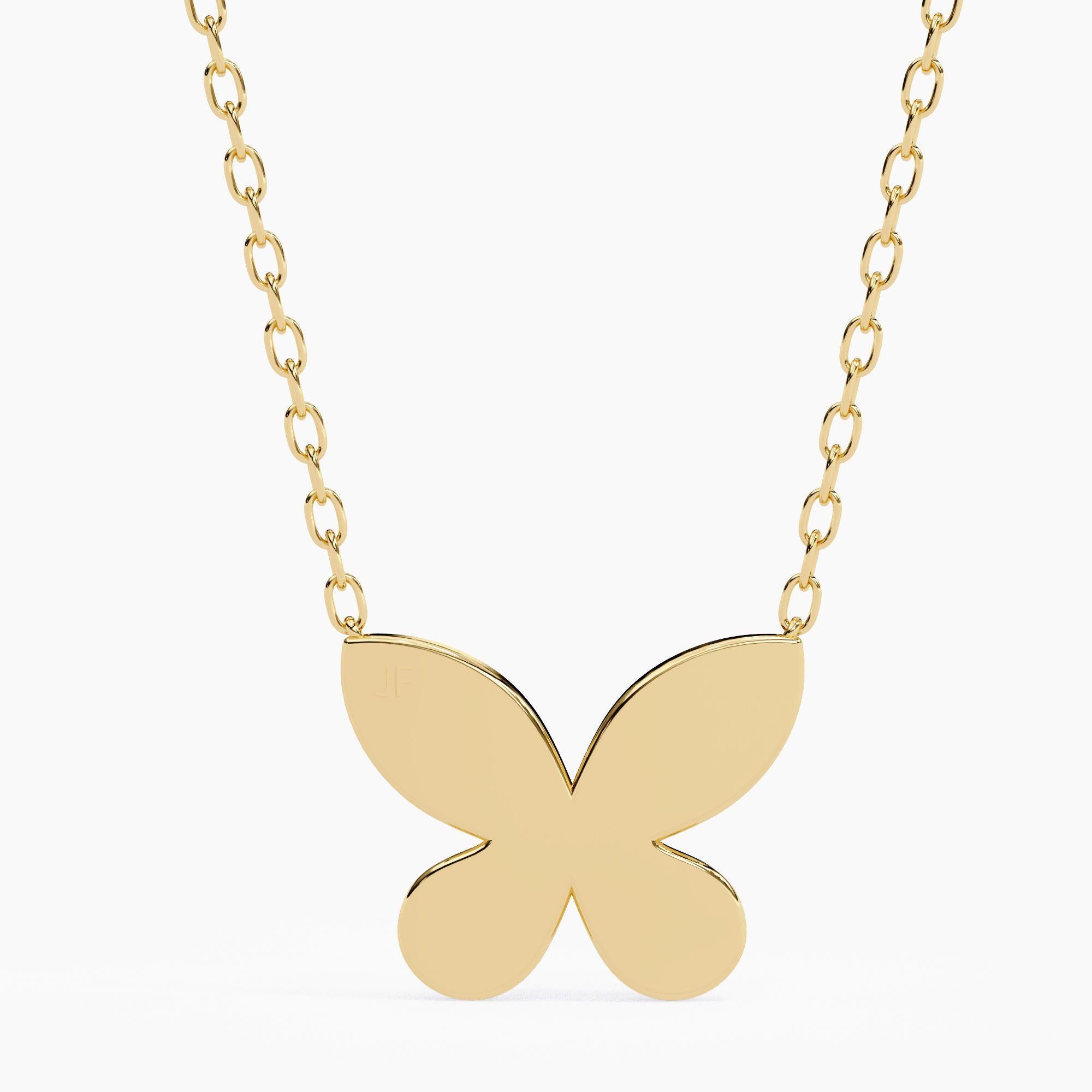 Pendentif papillon en or massif 14 carats, diamants ronds 1/10, SI GH en vente 4