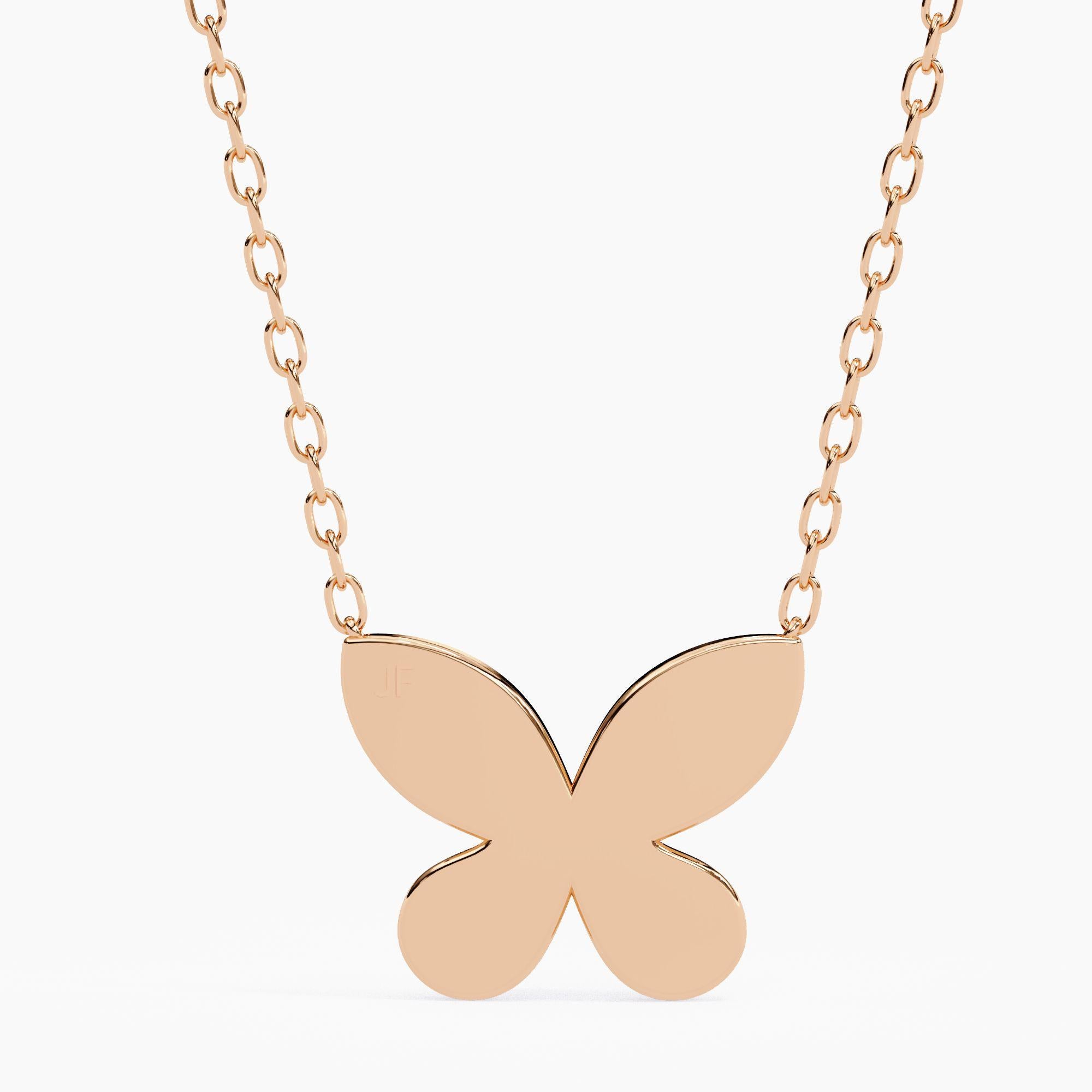Pendentif papillon en or massif 14 carats, diamants ronds 1/10, SI GH en vente 3