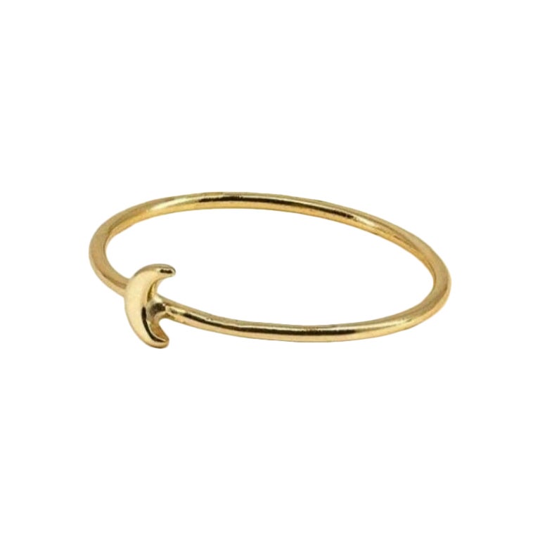 Anello di dichiarazione a mezzaluna in oro massiccio 14k Regalo di San Valentino minimalista.