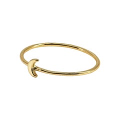 Anello di dichiarazione a mezzaluna in oro massiccio 14k Regalo di San Valentino minimalista.