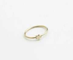 14k Solid Gold Dainty Crescent Star Statement Ring Minimalist Delicate Ring Gift