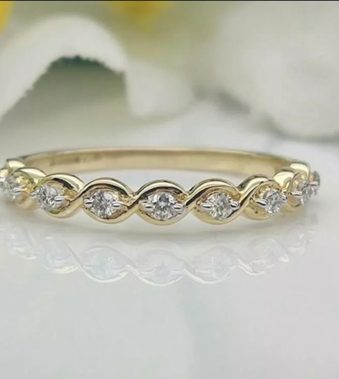 Alianza de boda de oro macizo de 14 quilates con diamantes naturales Promesa de mujer en Nuevo estado para la venta en Chicago, IL