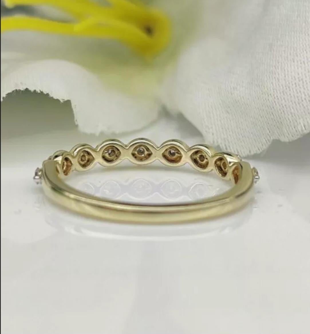 Alianza de boda de oro macizo de 14 quilates con diamantes naturales Promesa de mujer en venta 1