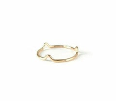 14k Solid Gold Dainty Skinny Freeform Mountain Thin Ring Valentine Ring Gift.