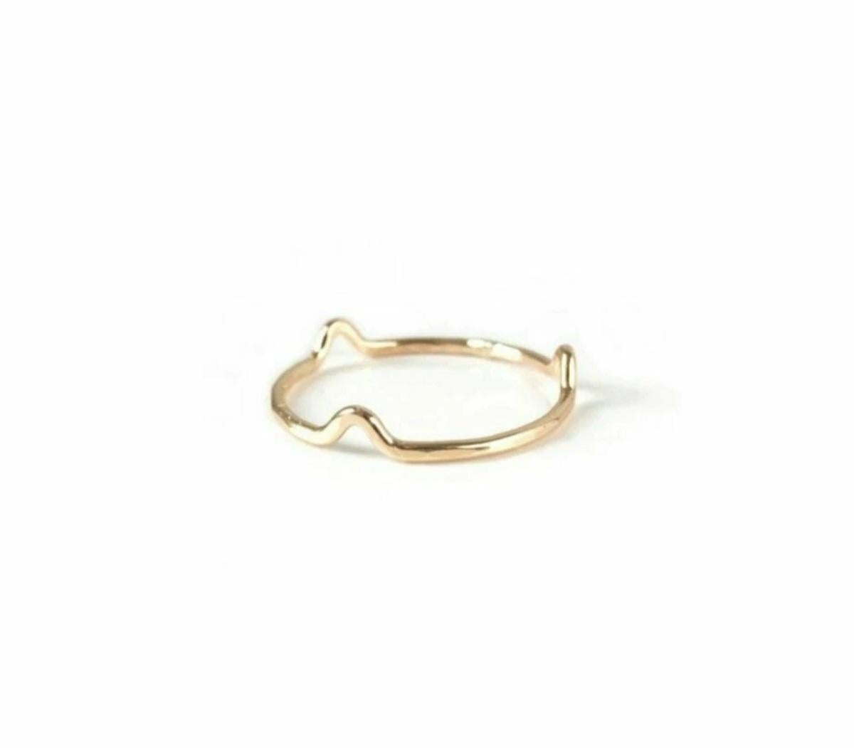 14k Solid Gold Dainty Skinny Freeform Mountain Thin Ring Valentine Ring Gift. For Sale 2