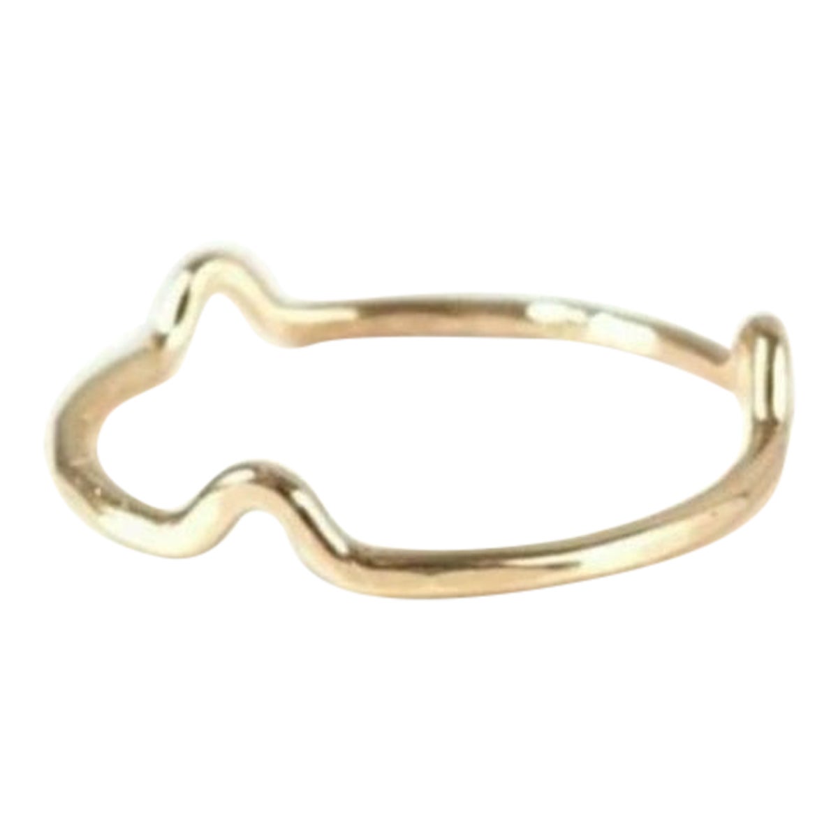 14k Solid Gold Dainty Skinny Freeform Mountain Thin Ring Valentine Ring Gift. For Sale