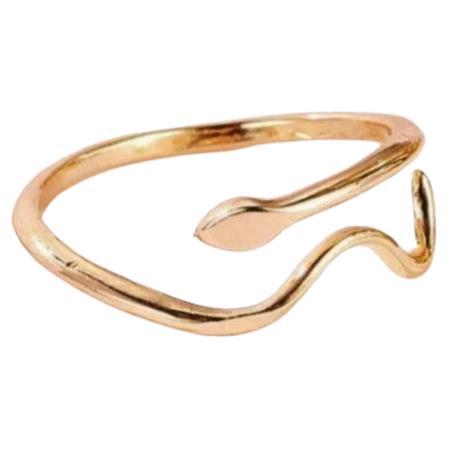 14k Solid Gold Dainty Snake Wrapped Stacking Adjustable Ring Minimalist Band 
