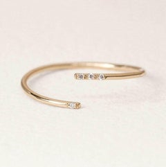 14k Solid Gold Dainty Twist Open Diamond Statement Ring Minimalist Delicate Ring
