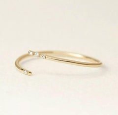 14k Solid Gold Dainty Twist Open Inset Stacking Statement Ring Band