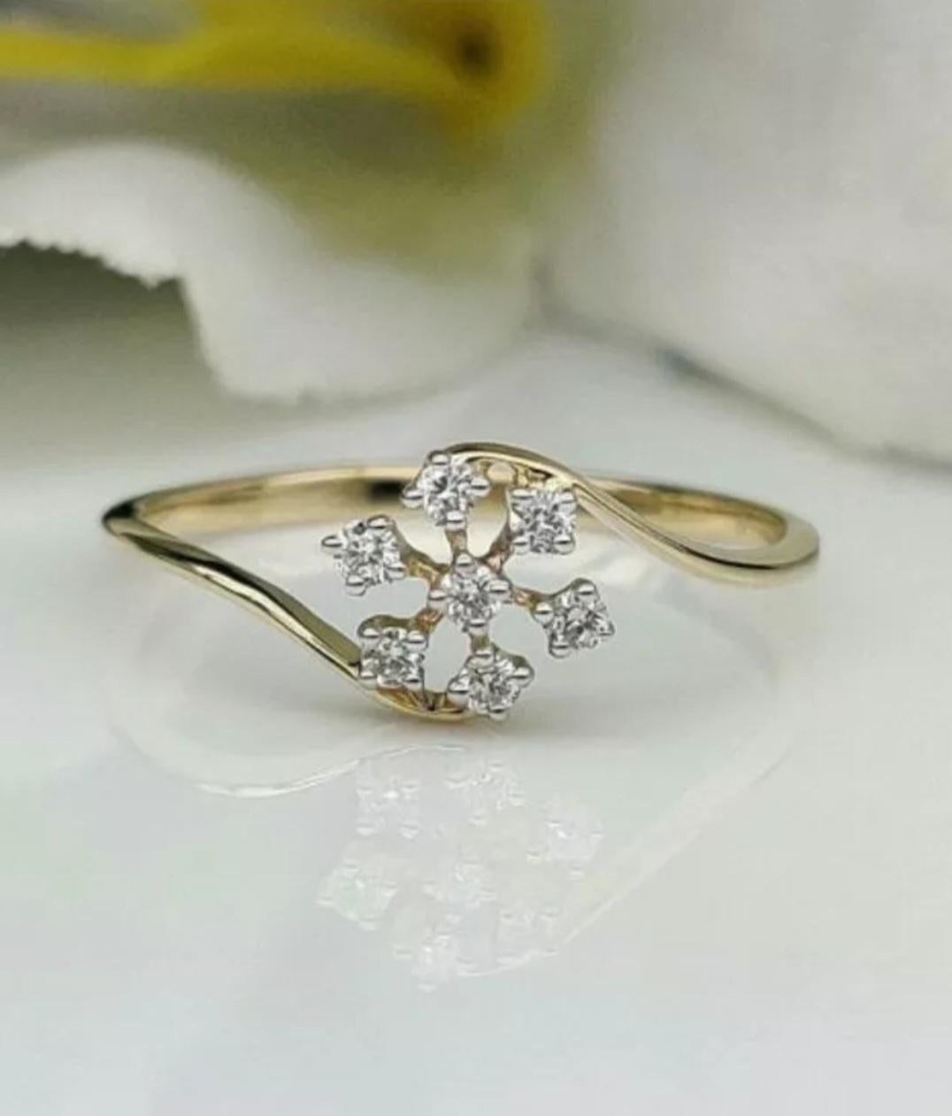 14k Solid Gold Diamond Anniversary Ring Designer Floral Diamond Handmade Ring For Sale 5