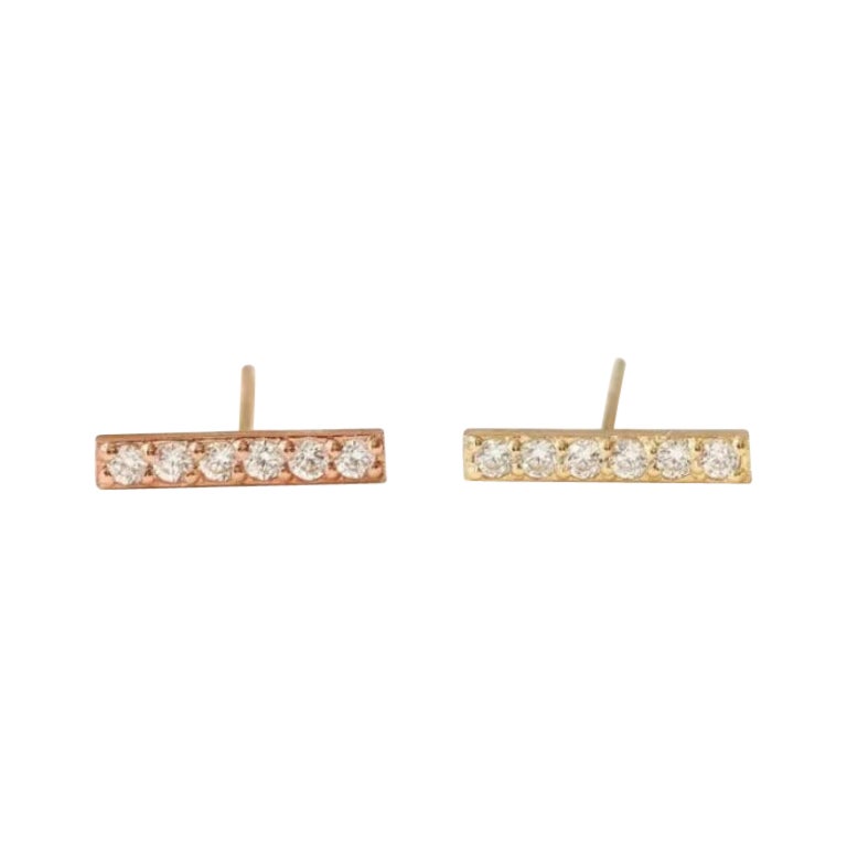 14K Solid Gold Diamond Bar Ohrringe Minimalist Bar Ohrstecker Gold Geburtstag Schmuck.