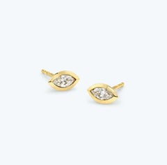 Marquise Diamond 14K Yellow Gold Stud Earrings