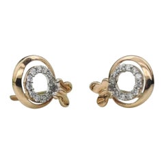 14k Solid Gold Diamond Butterfly Earring Charm Wedding Stud Earrings Rose Gold
