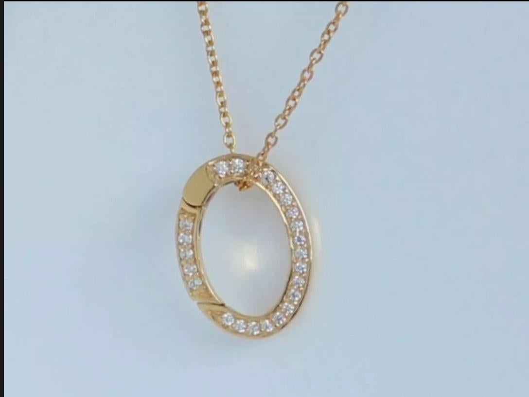 Round Cut 14K Solid Gold Diamond Carabiner Lock Jewelry Connector Charm lock Pendant