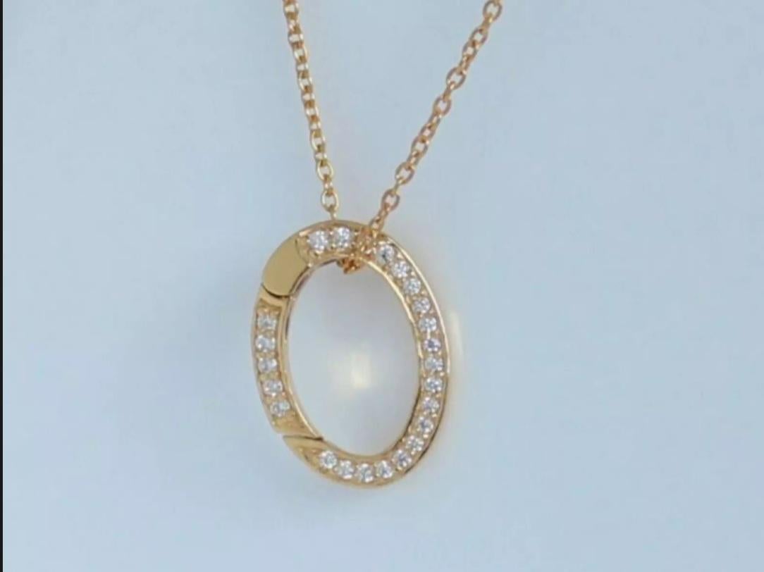 14K Solid Gold Diamond Carabiner Lock Jewelry Connector Charm lock Pendant In New Condition In Chicago, IL
