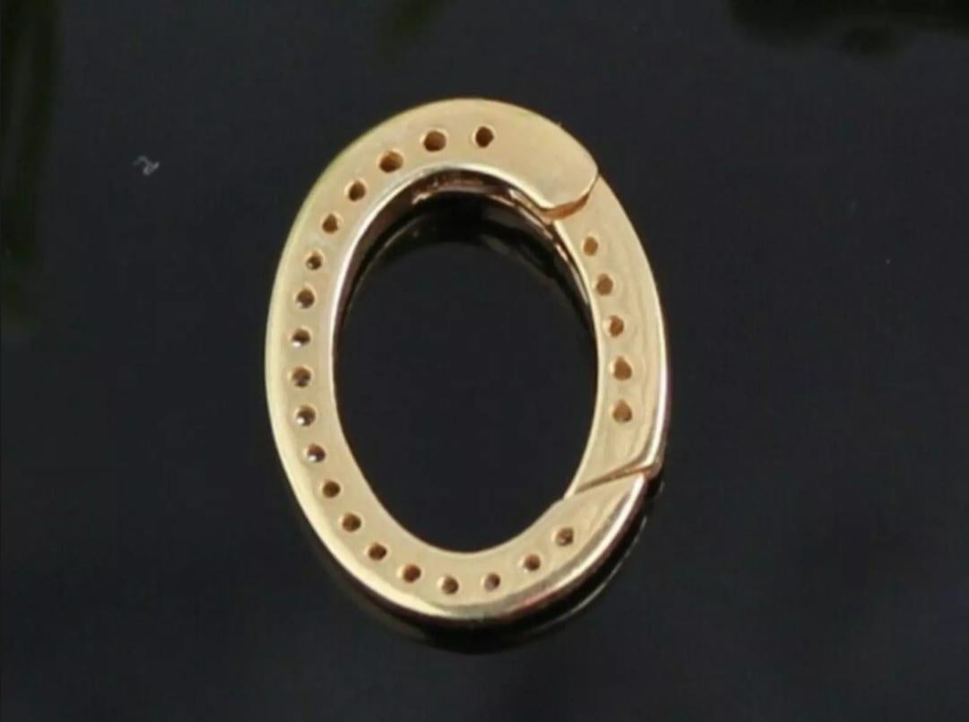 14K Solid Gold Diamond Carabiner Lock Schmuck Connector Charm Schloss Anhänger im Angebot 1