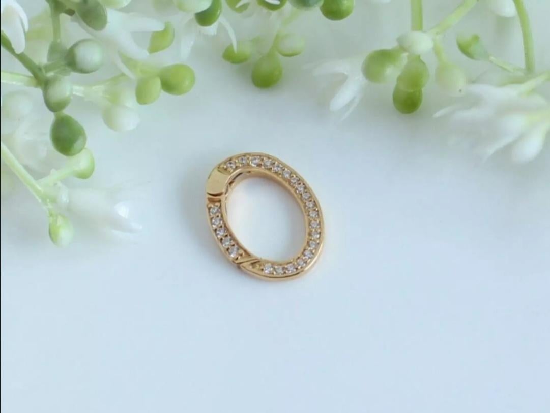 14K Solid Gold Diamond Carabiner Lock Schmuck Connector Charm Schloss Anhänger im Angebot 2