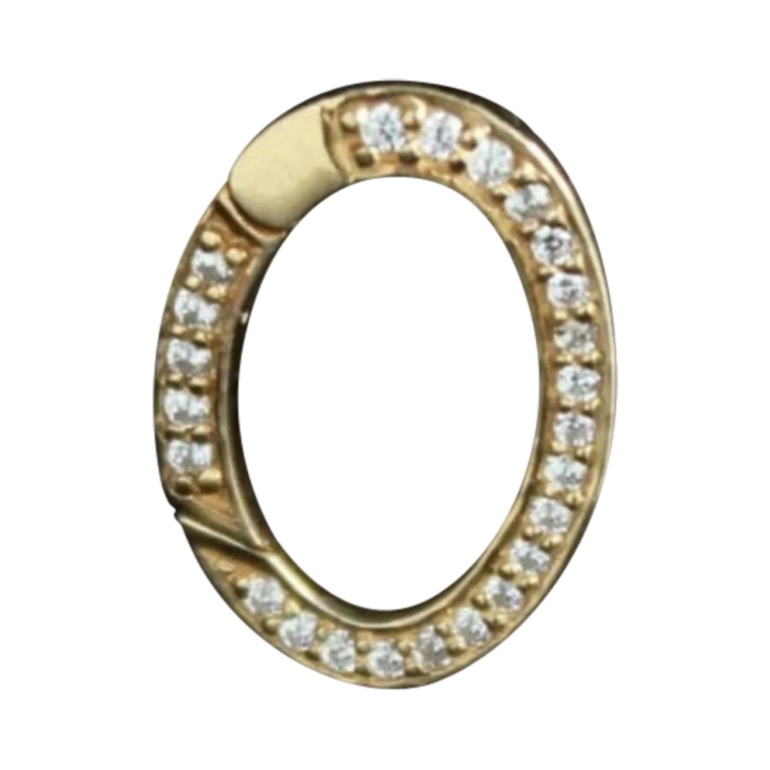 14K Solid Gold Diamond Carabiner Lock Jewelry Connector Charm lock Pendant