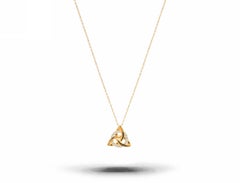 14k Solid Gold Diamond Celtic Knot Pendant Necklace Minimalist Diamond Necklace